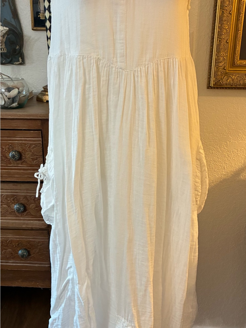 Boho White Midi Dress - Lightweight Summer Style